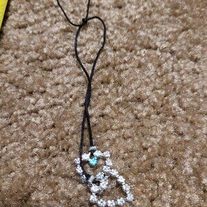 Cute, delicate Express Brand black with silver rhinestone heart-shaped necklace